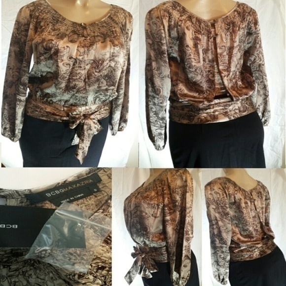 BCBG Moca Floral, Back Slit Waist Tie Blou… - Picture 3 of 3